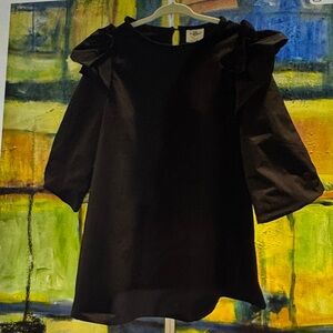 M.L. kids Black Ruffled shoulder 3/4 Sleeve Dress size 6